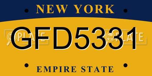 GFD5331 New York License Plate