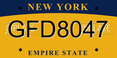 GFD8047 New York License Plate