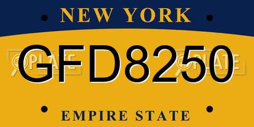 GFD8250 New York License Plate