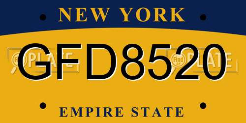 GFD8520 New York License Plate
