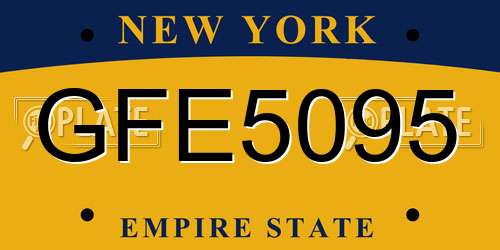 GFE5095 New York License Plate