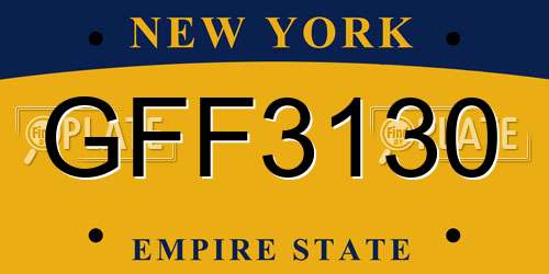 GFF3130 New York License Plate