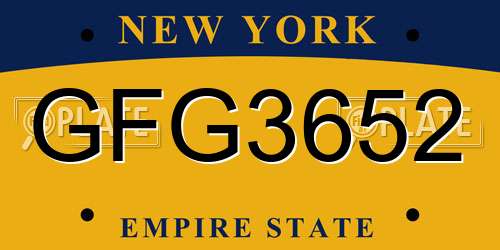GFG3652 New York License Plate