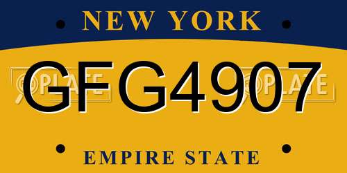GFG4907 New York License Plate