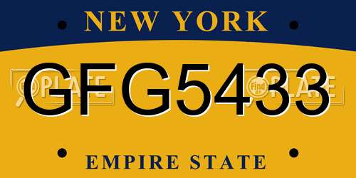 GFG5433 New York License Plate