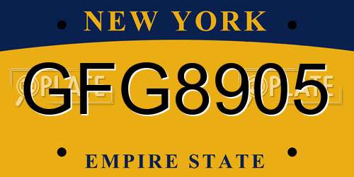 GFG8905 New York License Plate