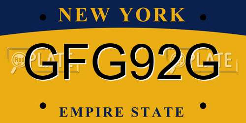 GFG92G New York License Plate