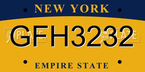 GFH3232 New York License Plate
