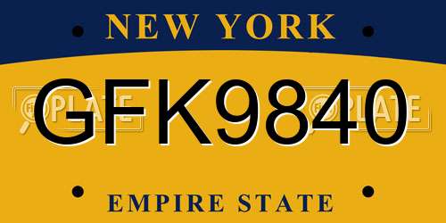 GFK9840 New York License Plate