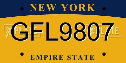 GFL9807 New York License Plate