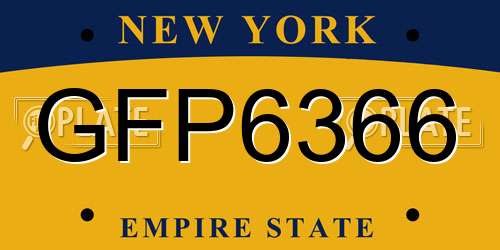 GFP6366 New York License Plate