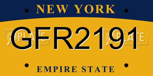GFR2191 New York License Plate