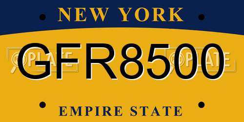 GFR8500 New York License Plate