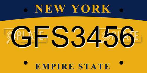 GFS3456 New York License Plate