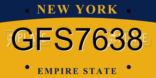 GFS7638 New York License Plate