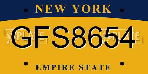 GFS8654 New York License Plate