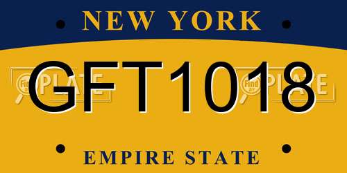 GFT1018 New York License Plate