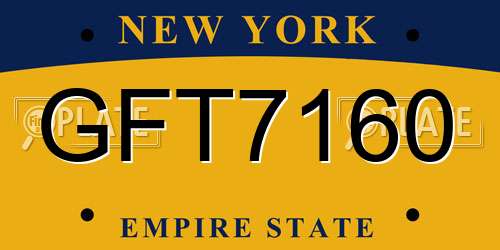 GFT7160 New York License Plate