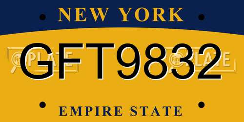 GFT9832 New York License Plate