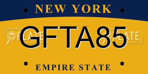 GFTA85 New York License Plate