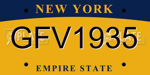 GFV1935 New York License Plate