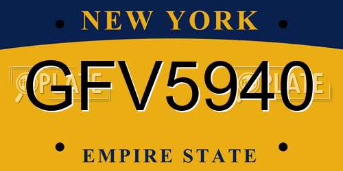 GFV5940 New York License Plate
