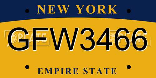 GFW3466 New York License Plate