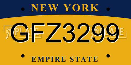 GFZ3299 New York License Plate