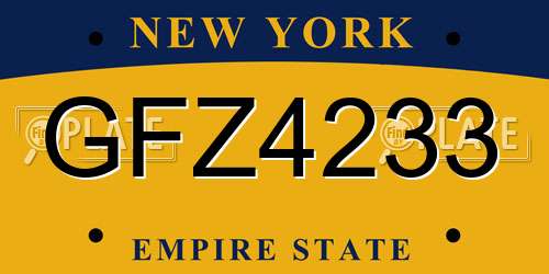 GFZ4233 New York License Plate