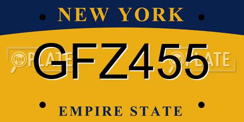 GFZ455 New York License Plate