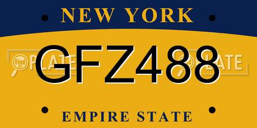 GFZ488 New York License Plate