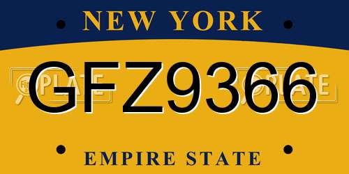 GFZ9366 New York License Plate