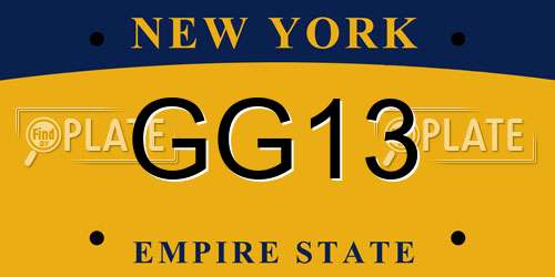 GG13 New York License Plate