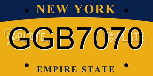 GGB7070 New York License Plate