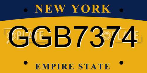 GGB7374 New York License Plate