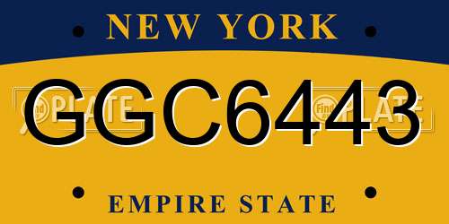 GGC6443 New York License Plate