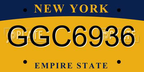 GGC6936 New York License Plate