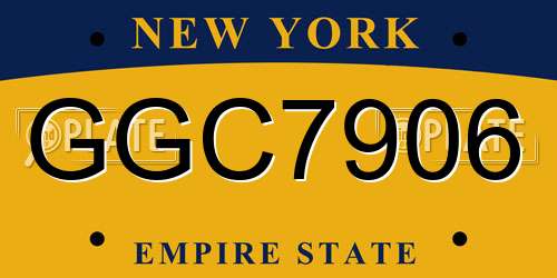 GGC7906 New York License Plate