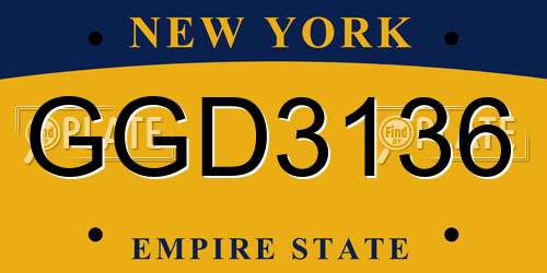 GGD3136 New York License Plate