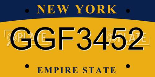GGF3452 New York License Plate