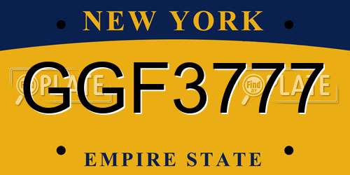 GGF3777 New York License Plate