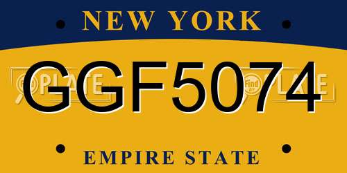 GGF5074 New York License Plate