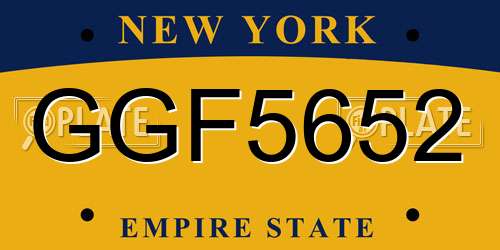 GGF5652 New York License Plate