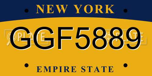 GGF5889 New York License Plate
