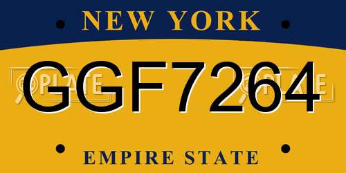 GGF7264 New York License Plate