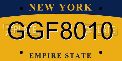 GGF8010 New York License Plate