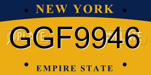GGF9946 New York License Plate