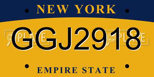 GGJ2918 New York License Plate