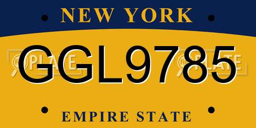 GGL9785 New York License Plate