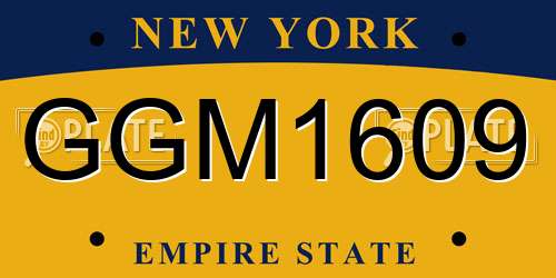 GGM1609 New York License Plate